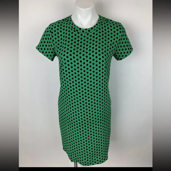 Adrienne Vittadini Green Navy Chain Link Shift Dress  Size 0 - Picture 1 of 7